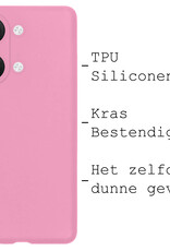 BASEY. Hoes Geschikt voor OnePlus Nord 3 Hoesje Siliconen Back Cover Case Met Screenprotector - Hoesje Geschikt voor OnePlus Nord 3 Hoes Cover Hoesje - Lichtroze