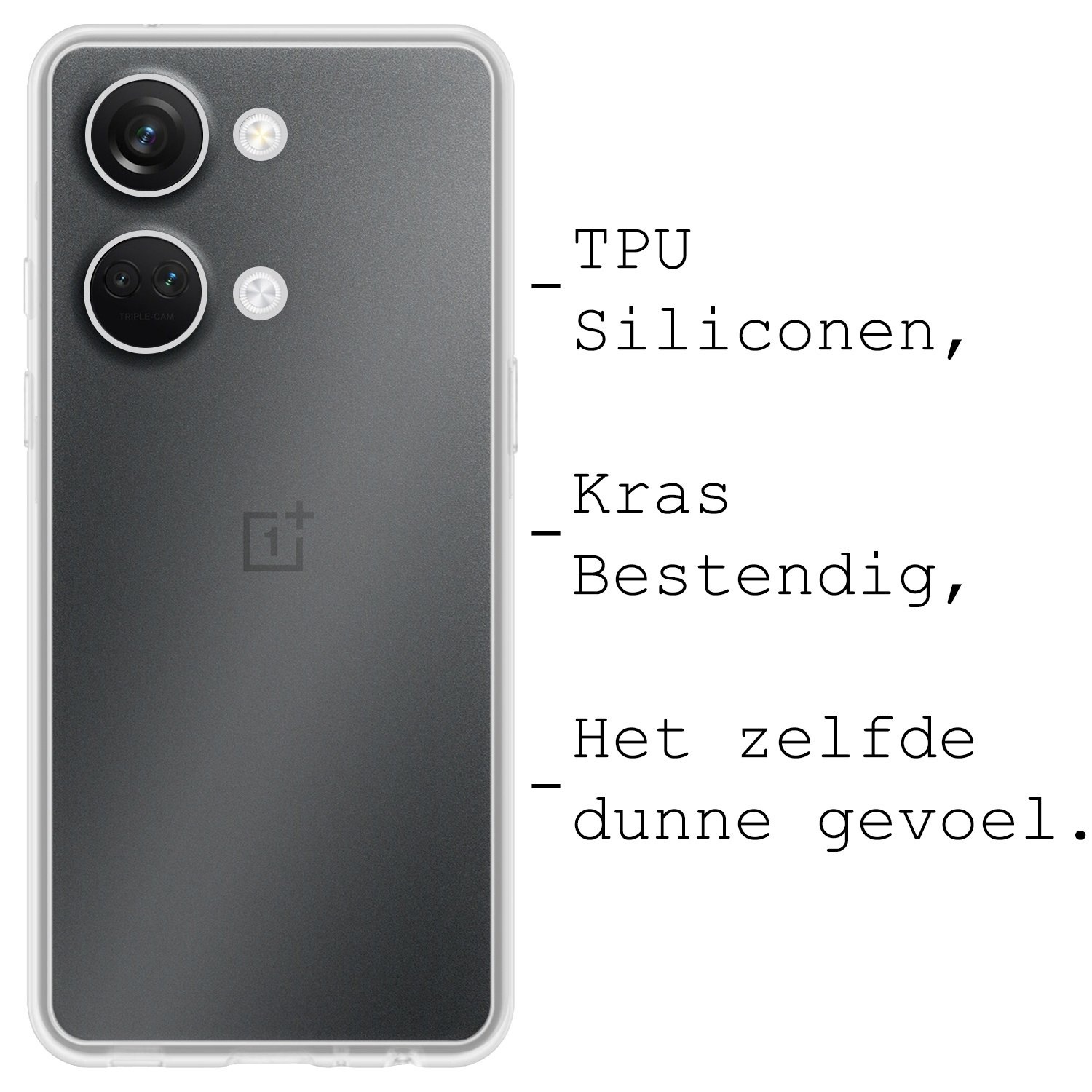 BASEY. Hoes Geschikt voor OnePlus Nord 3 Hoesje Siliconen Back Cover Case Met Screenprotector - Hoesje Geschikt voor OnePlus Nord 3 Hoes Cover Hoesje - Transparant