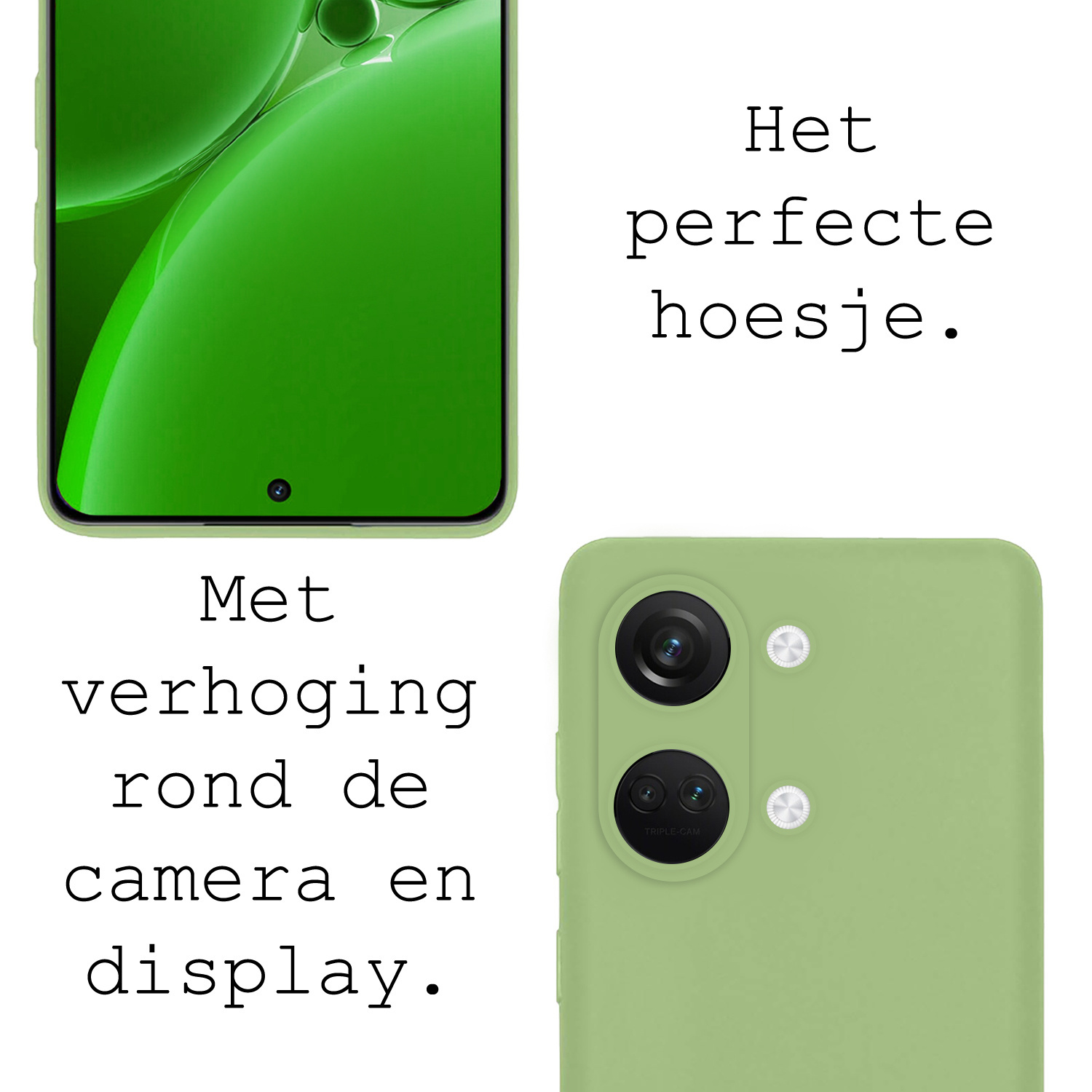 BASEY. Hoes Geschikt voor OnePlus Nord 3 Hoesje Siliconen Back Cover Case Met 2x Screenprotector - Hoesje Geschikt voor OnePlus Nord 3 Hoes Cover Hoesje - Groen