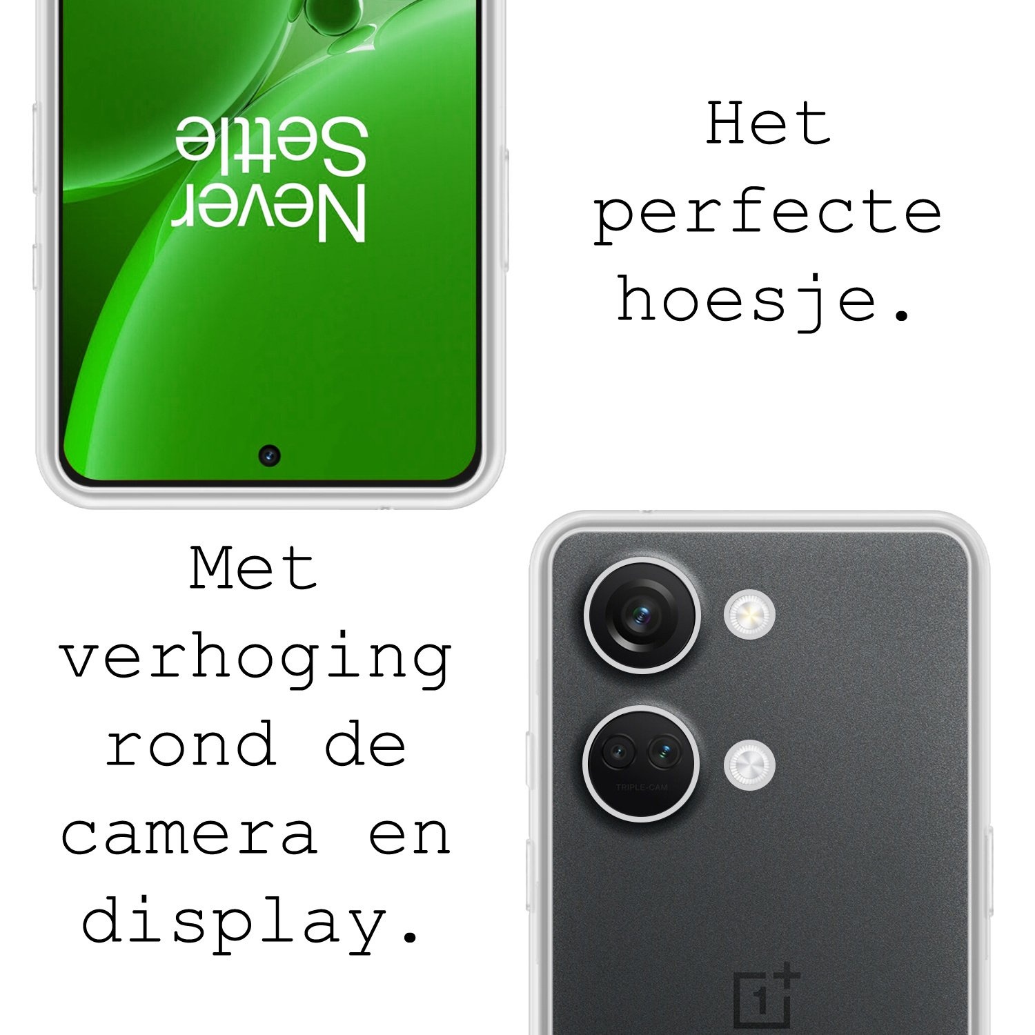 BASEY. Hoes Geschikt voor OnePlus Nord 3 Hoesje Siliconen Back Cover Case Met 2x Screenprotector - Hoesje Geschikt voor OnePlus Nord 3 Hoes Cover Hoesje - Transparant