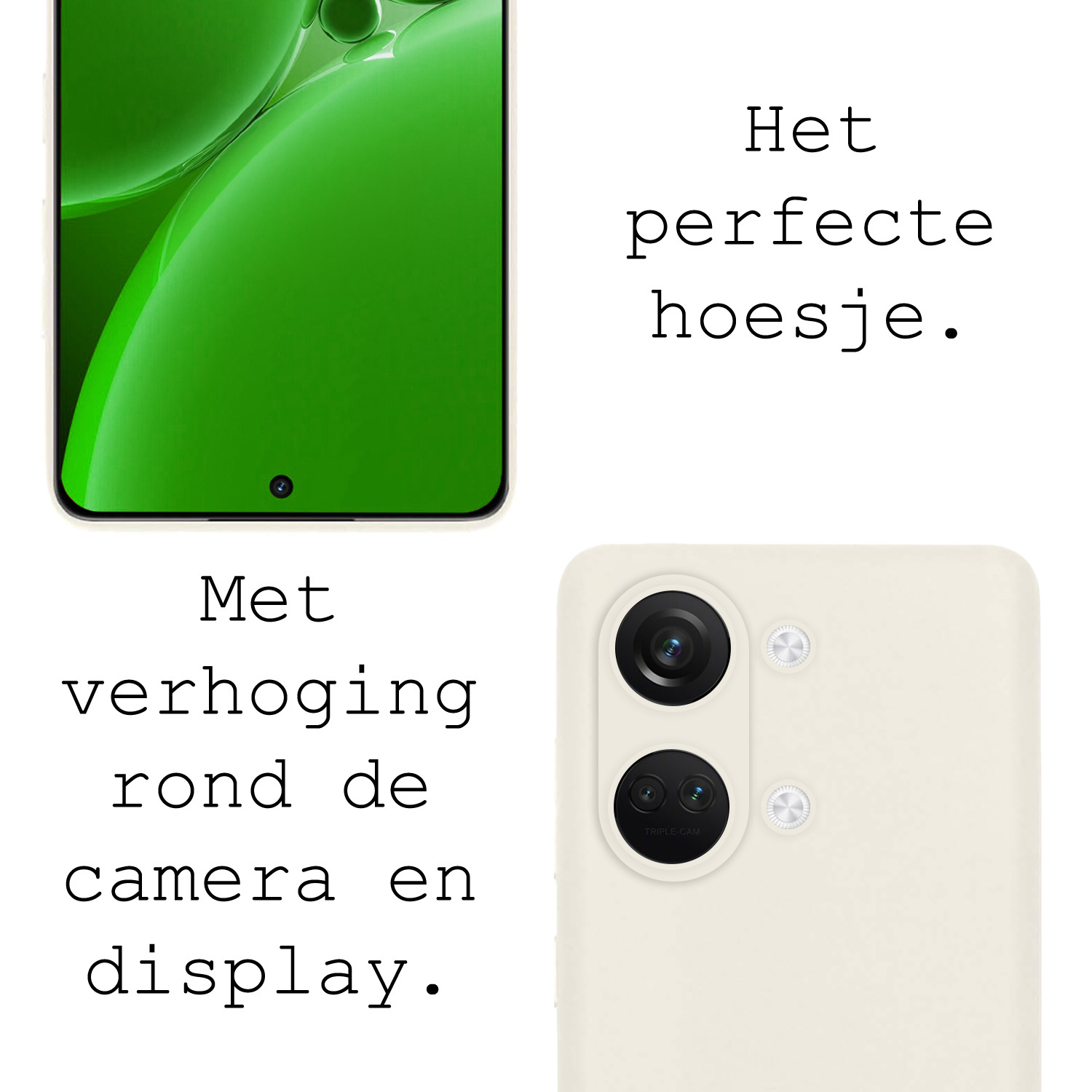 BASEY. Hoes Geschikt voor OnePlus Nord 3 Hoesje Siliconen Back Cover Case Met 2x Screenprotector - Hoesje Geschikt voor OnePlus Nord 3 Hoes Cover Hoesje - Wit