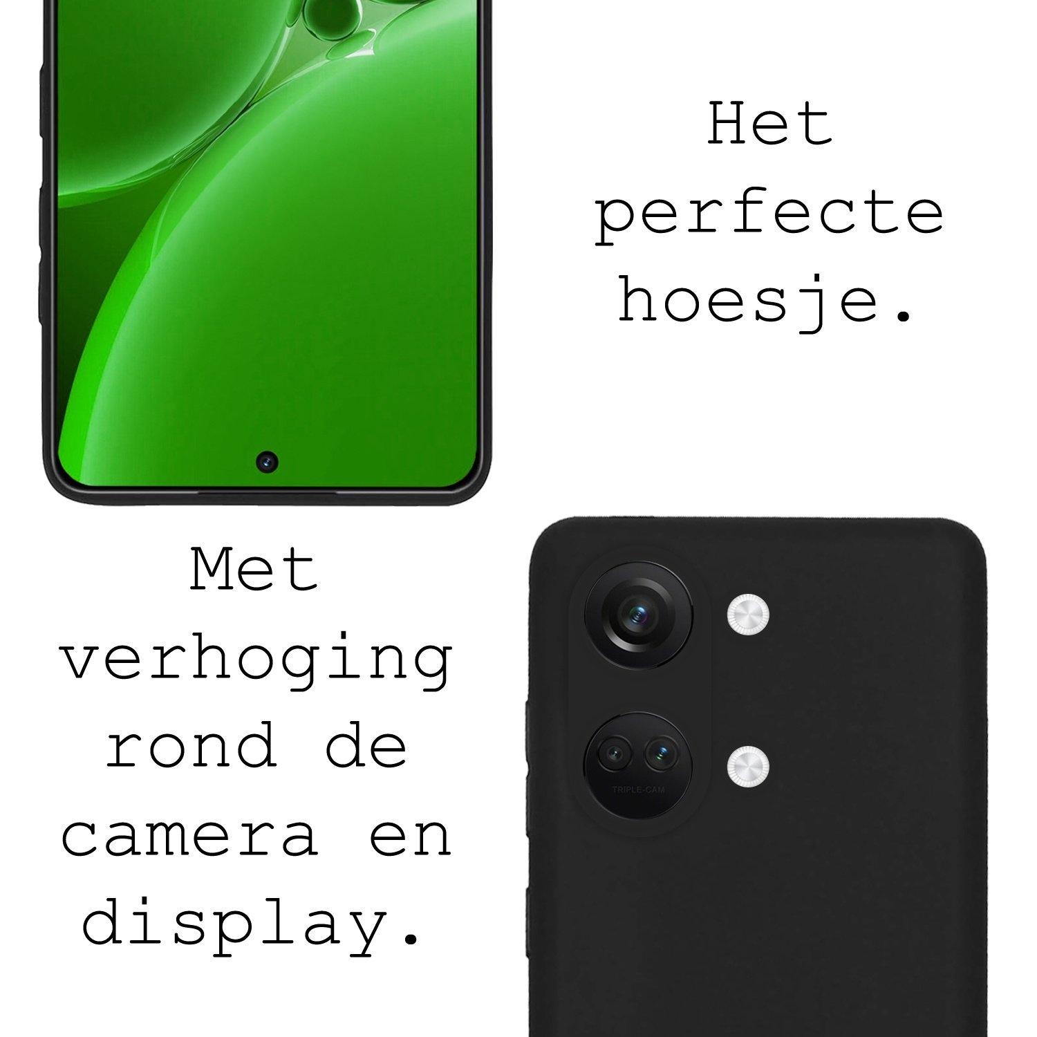 BASEY. Hoes Geschikt voor OnePlus Nord 3 Hoesje Siliconen Back Cover Case Met 2x Screenprotector - Hoesje Geschikt voor OnePlus Nord 3 Hoes Cover Hoesje - Zwart