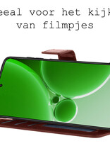 BASEY. Hoes Geschikt voor OnePlus Nord 3 Hoesje Bookcase Hoes Flip Case Book Cover Met Screenprotector - Hoesje Geschikt voor OnePlus Nord 3 Hoes Book Case Hoesje - Bruin