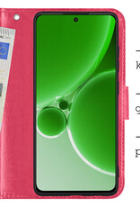BASEY. Hoes Geschikt voor OnePlus Nord 3 Hoesje Bookcase Hoes Flip Case Book Cover Met Screenprotector - Hoesje Geschikt voor OnePlus Nord 3 Hoes Book Case Hoesje - Donkerroze