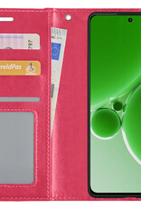 BASEY. Hoes Geschikt voor OnePlus Nord 3 Hoesje Bookcase Hoes Flip Case Book Cover Met Screenprotector - Hoesje Geschikt voor OnePlus Nord 3 Hoes Book Case Hoesje - Donkerroze