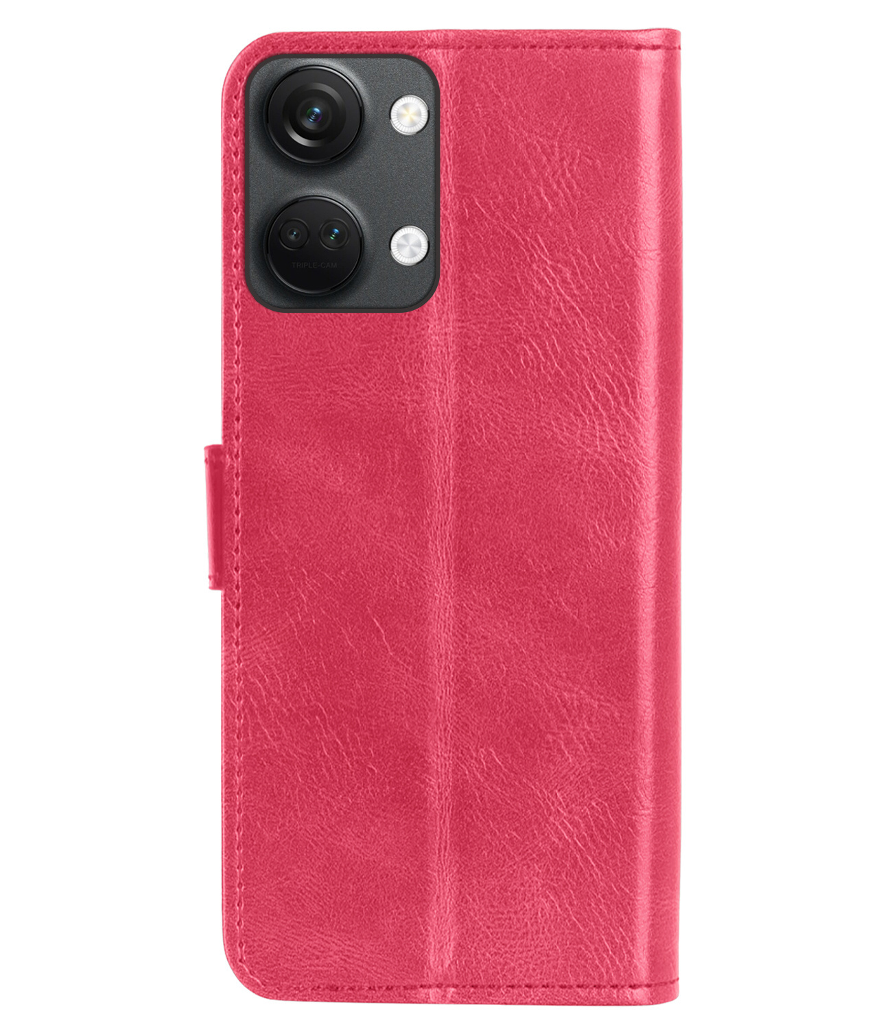 BASEY. Hoes Geschikt voor OnePlus Nord 3 Hoesje Bookcase Hoes Flip Case Book Cover Met Screenprotector - Hoesje Geschikt voor OnePlus Nord 3 Hoes Book Case Hoesje - Donkerroze