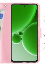 BASEY. Hoes Geschikt voor OnePlus Nord 3 Hoesje Bookcase Hoes Flip Case Book Cover Met Screenprotector - Hoesje Geschikt voor OnePlus Nord 3 Hoes Book Case Hoesje - Lichtroze