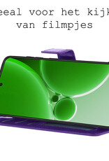 BASEY. Hoes Geschikt voor OnePlus Nord 3 Hoesje Bookcase Hoes Flip Case Book Cover Met Screenprotector - Hoesje Geschikt voor OnePlus Nord 3 Hoes Book Case Hoesje - Paars