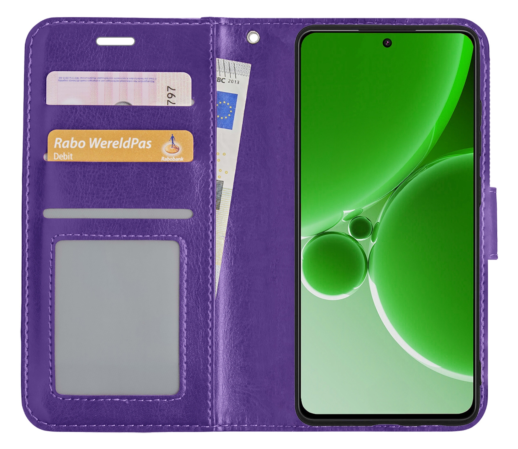 BASEY. Hoes Geschikt voor OnePlus Nord 3 Hoesje Bookcase Hoes Flip Case Book Cover Met Screenprotector - Hoesje Geschikt voor OnePlus Nord 3 Hoes Book Case Hoesje - Paars