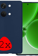 BASEY. Hoes Geschikt voor OnePlus Nord 3 Hoesje Siliconen Back Cover Case - Hoesje Geschikt voor OnePlus Nord 3 Hoes Cover Hoesje - Donkerblauw - 2 Stuks