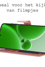 BASEY. Hoes Geschikt voor OnePlus Nord 3 Hoesje Bookcase Hoes Flip Case Book Cover Met Screenprotector - Hoesje Geschikt voor OnePlus Nord 3 Hoes Book Case Hoesje - Rosé goud