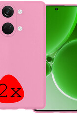 BASEY. Hoes Geschikt voor OnePlus Nord 3 Hoesje Siliconen Back Cover Case - Hoesje Geschikt voor OnePlus Nord 3 Hoes Cover Hoesje - Lichtroze - 2 Stuks
