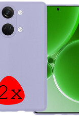 BASEY. Hoes Geschikt voor OnePlus Nord 3 Hoesje Siliconen Back Cover Case - Hoesje Geschikt voor OnePlus Nord 3 Hoes Cover Hoesje - Lila - 2 Stuks