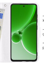 BASEY. Hoes Geschikt voor OnePlus Nord 3 Hoesje Bookcase Hoes Flip Case Book Cover Met Screenprotector - Hoesje Geschikt voor OnePlus Nord 3 Hoes Book Case Hoesje - Wit