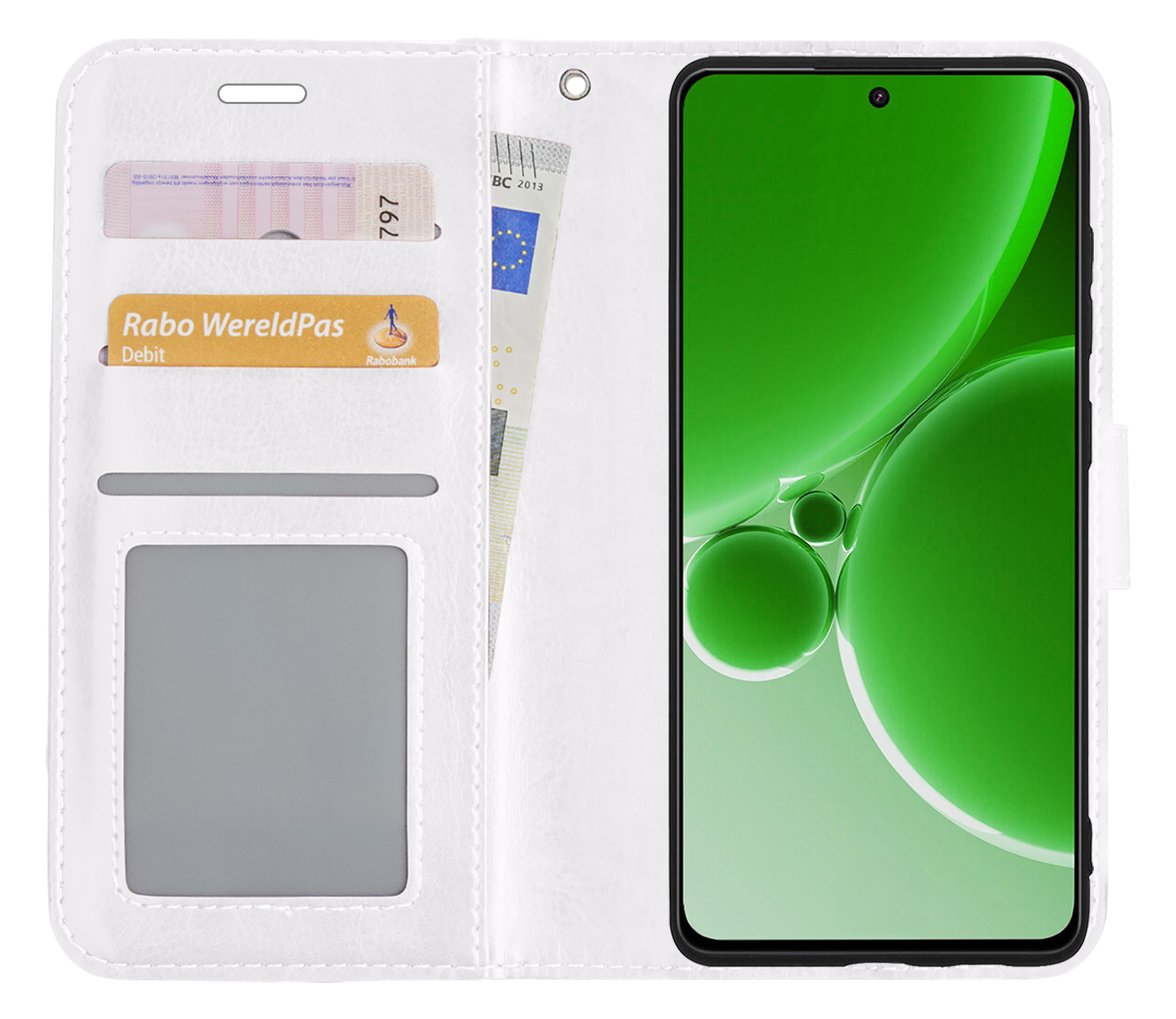 BASEY. Hoes Geschikt voor OnePlus Nord 3 Hoesje Bookcase Hoes Flip Case Book Cover Met Screenprotector - Hoesje Geschikt voor OnePlus Nord 3 Hoes Book Case Hoesje - Wit