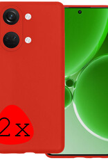 BASEY. Hoes Geschikt voor OnePlus Nord 3 Hoesje Siliconen Back Cover Case - Hoesje Geschikt voor OnePlus Nord 3 Hoes Cover Hoesje - Rood - 2 Stuks