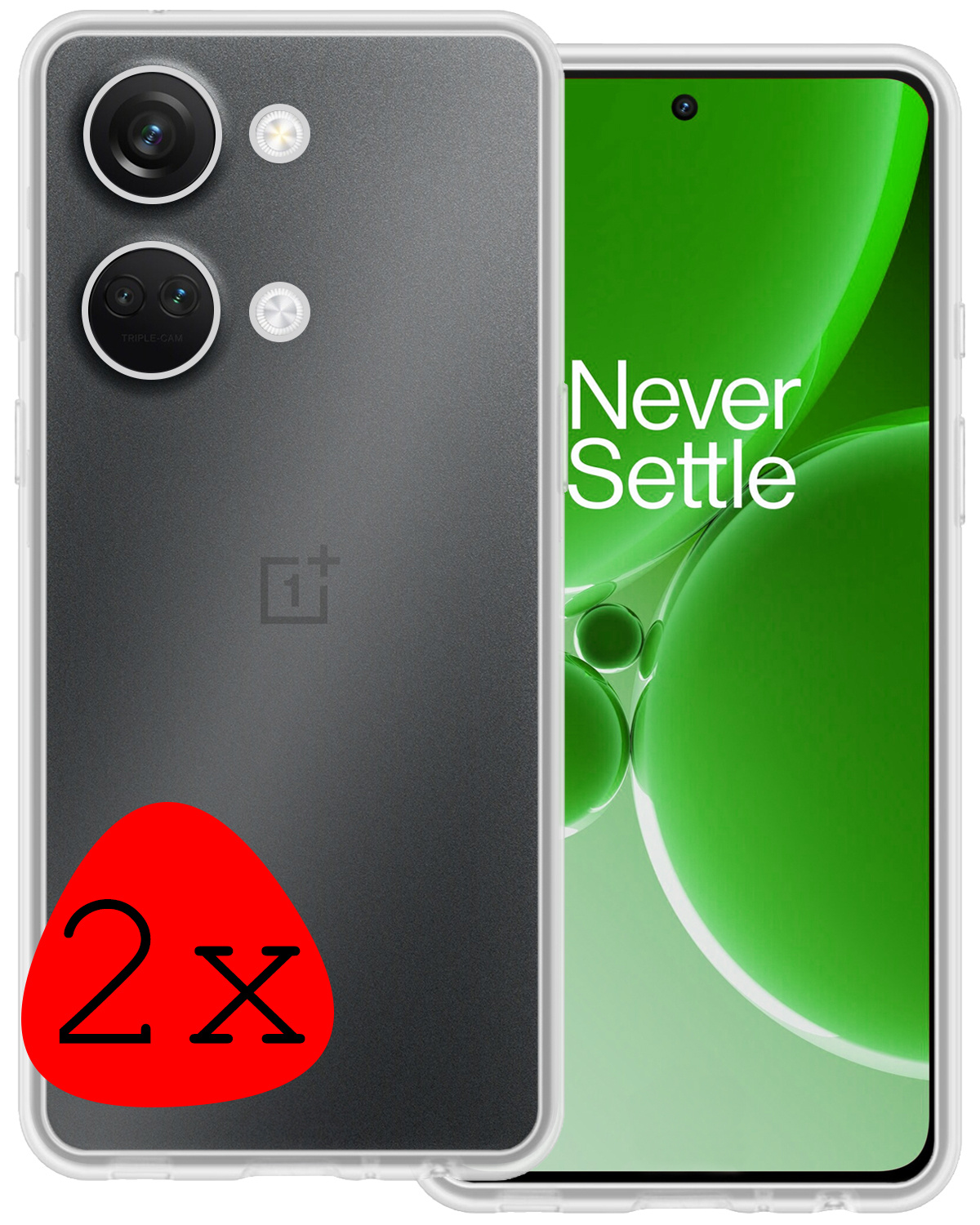 BASEY. Hoes Geschikt voor OnePlus Nord 3 Hoesje Siliconen Back Cover Case - Hoesje Geschikt voor OnePlus Nord 3 Hoes Cover Hoesje - Transparant - 2 Stuks