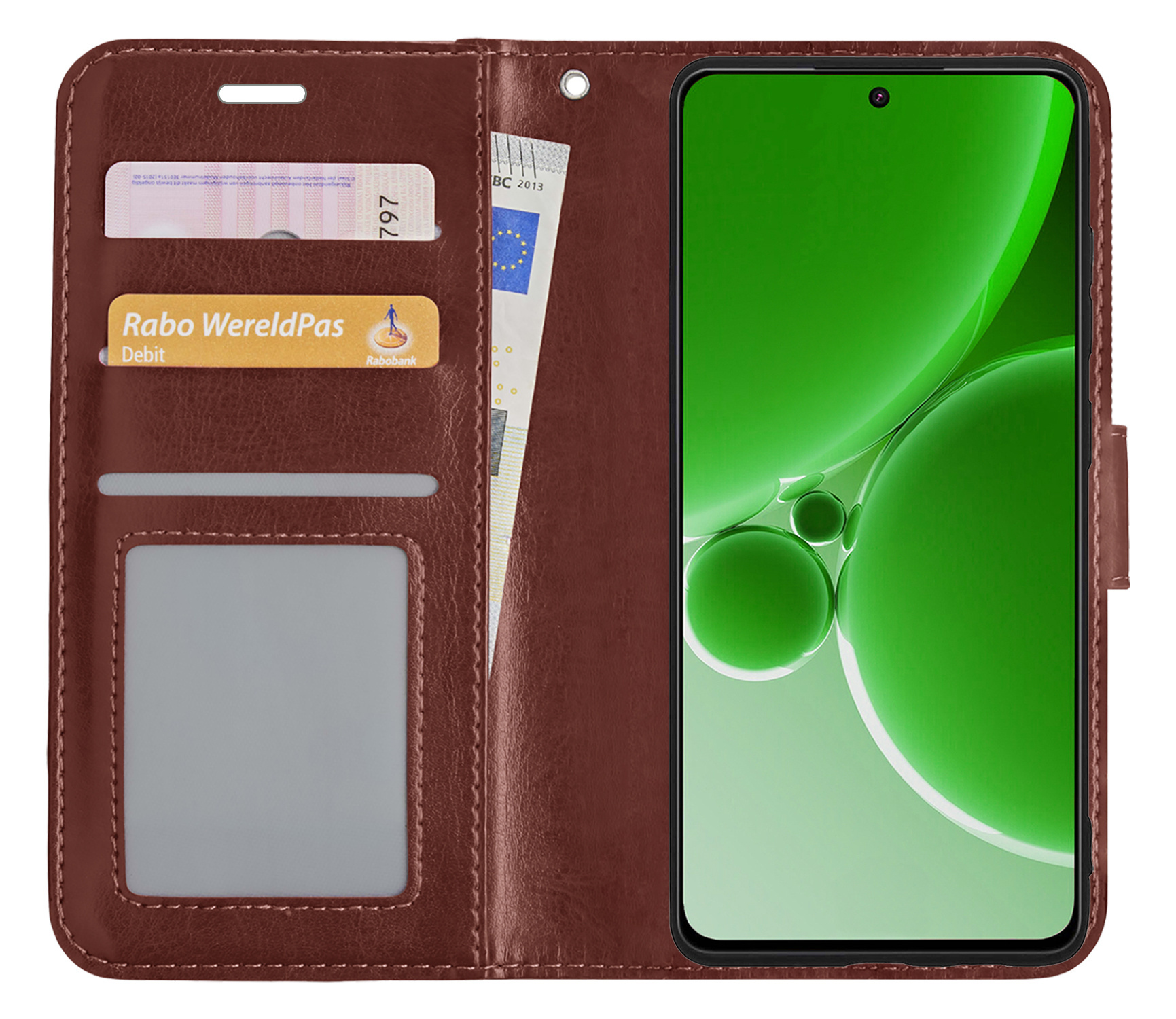 BASEY. Hoes Geschikt voor OnePlus Nord 3 Hoesje Bookcase Hoes Flip Case Book Cover Met 2x Screenprotector - Hoesje Geschikt voor OnePlus Nord 3 Hoes Book Case Hoesje - Bruin