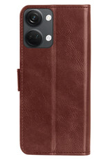 BASEY. Hoes Geschikt voor OnePlus Nord 3 Hoesje Bookcase Hoes Flip Case Book Cover Met 2x Screenprotector - Hoesje Geschikt voor OnePlus Nord 3 Hoes Book Case Hoesje - Bruin
