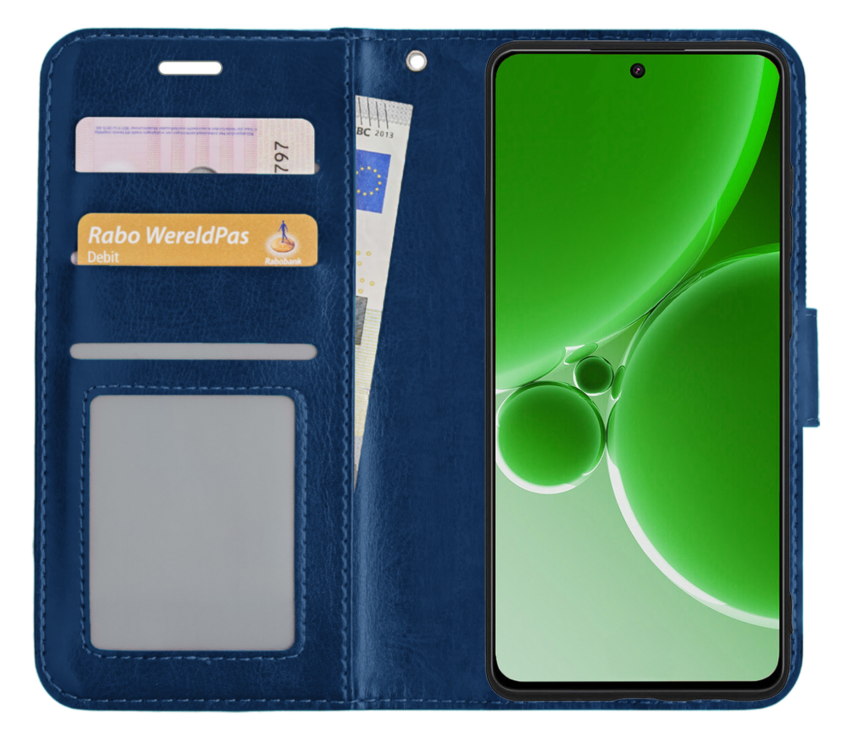 BASEY. Hoes Geschikt voor OnePlus Nord 3 Hoesje Bookcase Hoes Flip Case Book Cover Met 2x Screenprotector - Hoesje Geschikt voor OnePlus Nord 3 Hoes Book Case Hoesje - Donkerblauw