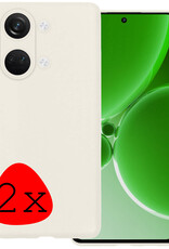 BASEY. Hoes Geschikt voor OnePlus Nord 3 Hoesje Siliconen Back Cover Case - Hoesje Geschikt voor OnePlus Nord 3 Hoes Cover Hoesje - Wit - 2 Stuks