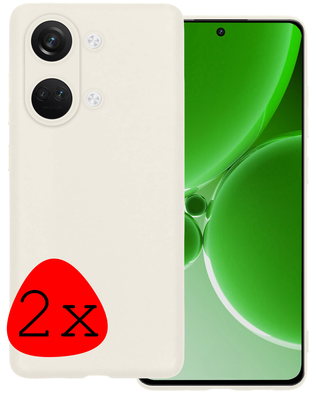 BASEY. Hoes Geschikt voor OnePlus Nord 3 Hoesje Siliconen Back Cover Case - Hoesje Geschikt voor OnePlus Nord 3 Hoes Cover Hoesje - Wit - 2 Stuks