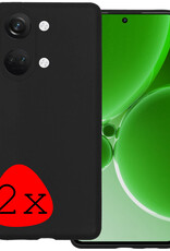 BASEY. Hoes Geschikt voor OnePlus Nord 3 Hoesje Siliconen Back Cover Case - Hoesje Geschikt voor OnePlus Nord 3 Hoes Cover Hoesje - Zwart - 2 Stuks