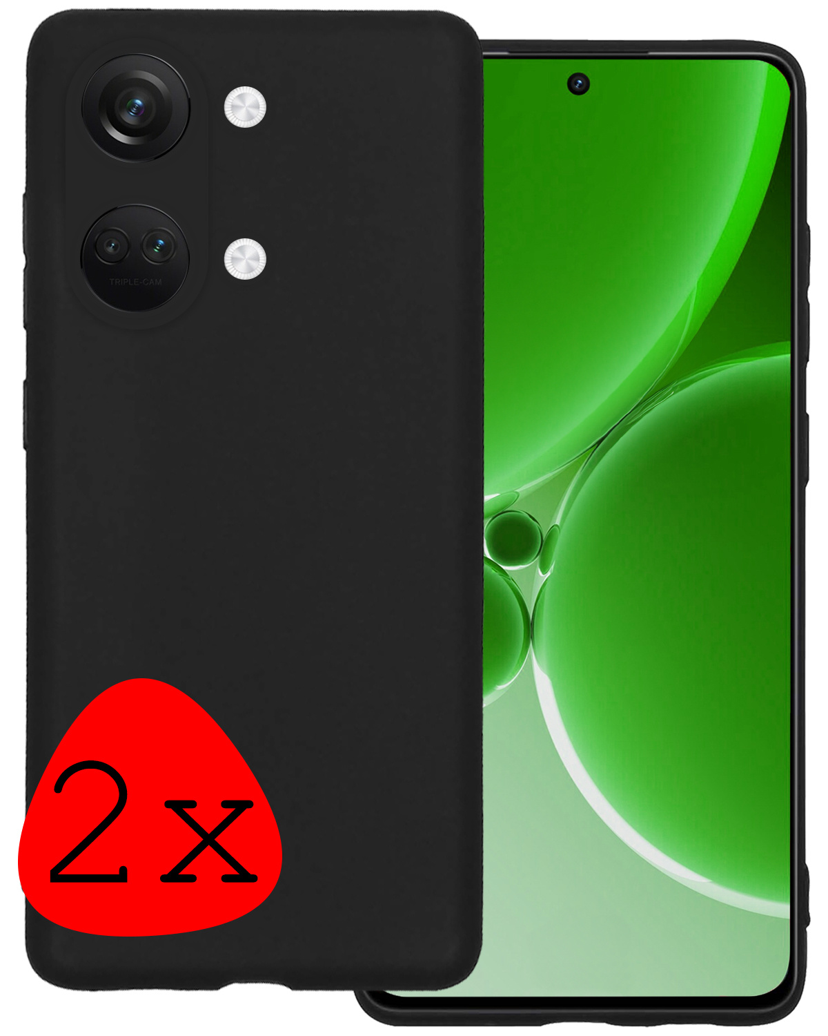 BASEY. Hoes Geschikt voor OnePlus Nord 3 Hoesje Siliconen Back Cover Case - Hoesje Geschikt voor OnePlus Nord 3 Hoes Cover Hoesje - Zwart - 2 Stuks