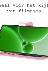 BASEY. Hoes Geschikt voor OnePlus Nord 3 Hoesje Bookcase Hoes Flip Case Book Cover Met 2x Screenprotector - Hoesje Geschikt voor OnePlus Nord 3 Hoes Book Case Hoesje - Lichtroze