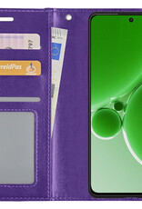 BASEY. Hoes Geschikt voor OnePlus Nord 3 Hoesje Bookcase Hoes Flip Case Book Cover Met 2x Screenprotector - Hoesje Geschikt voor OnePlus Nord 3 Hoes Book Case Hoesje - Paars