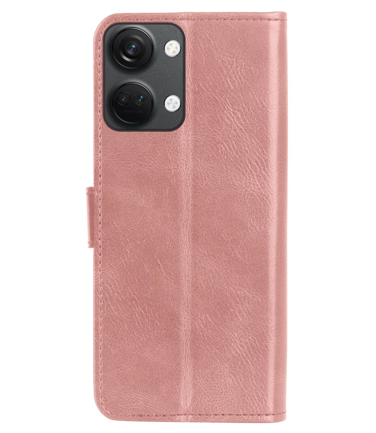 BASEY. Hoes Geschikt voor OnePlus Nord 3 Hoesje Bookcase Hoes Flip Case Book Cover Met 2x Screenprotector - Hoesje Geschikt voor OnePlus Nord 3 Hoes Book Case Hoesje - Rosé goud