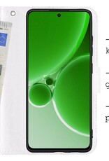 BASEY. Hoes Geschikt voor OnePlus Nord 3 Hoesje Bookcase Hoes Flip Case Book Cover Met 2x Screenprotector - Hoesje Geschikt voor OnePlus Nord 3 Hoes Book Case Hoesje - Wit