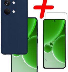 BASEY. BASEY. OnePlus Nord 3 Hoesje Siliconen Met Screenprotector - Donkerblauw