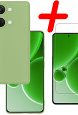BASEY. Hoes Geschikt voor OnePlus Nord 3 Hoesje Siliconen Back Cover Case Met Screenprotector - Hoesje Geschikt voor OnePlus Nord 3 Hoes Cover Hoesje - Groen
