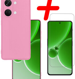 BASEY. BASEY. OnePlus Nord 3 Hoesje Siliconen Met Screenprotector - Lichtroze