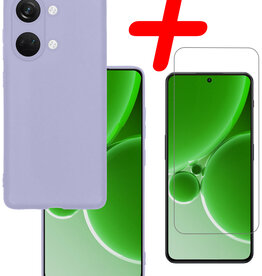 BASEY. BASEY. OnePlus Nord 3 Hoesje Siliconen Met Screenprotector - Lila