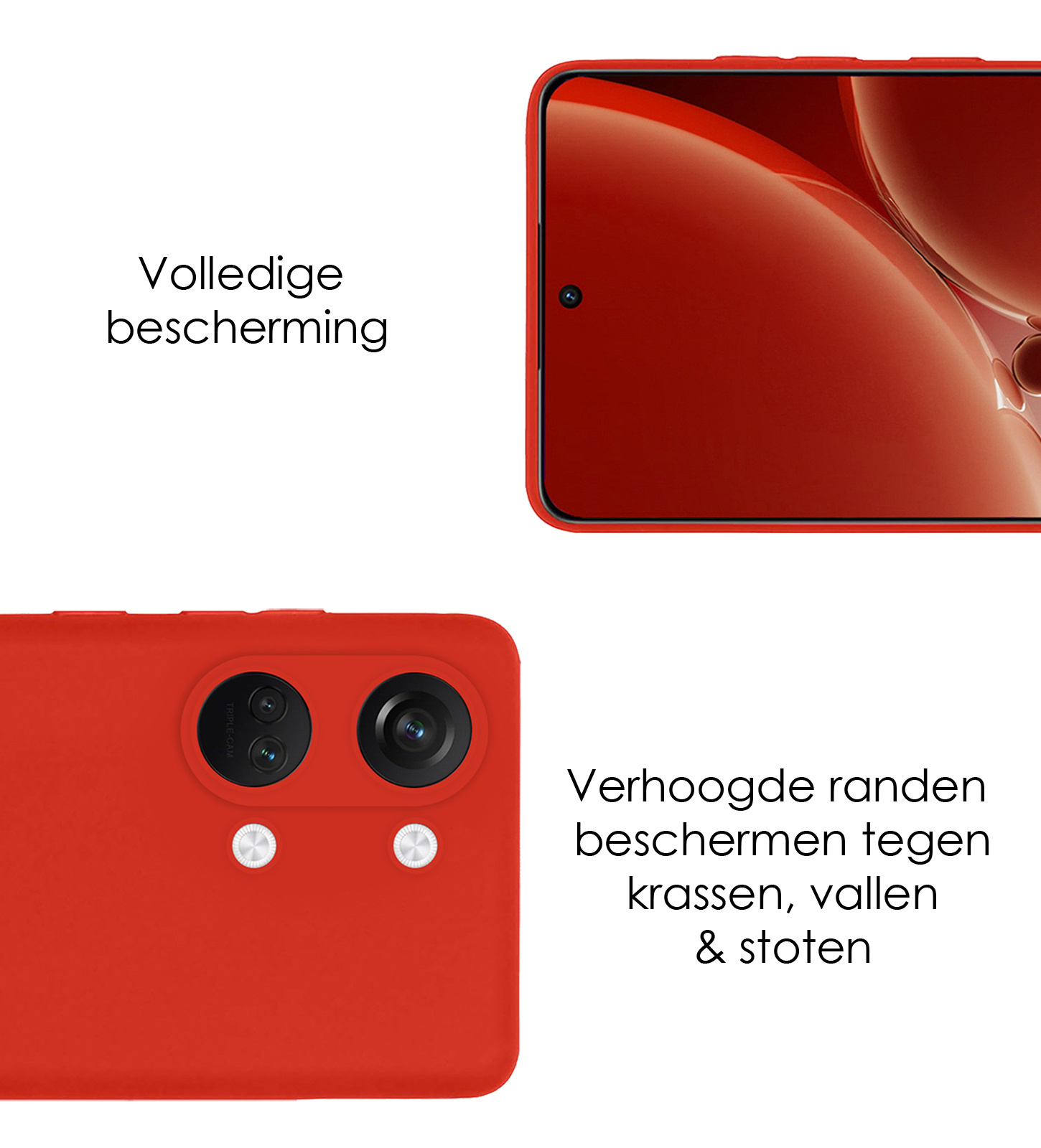 NoXx Hoes Geschikt voor OnePlus Nord 3 Hoesje Cover Siliconen Back Case Hoes - Rood - 2x