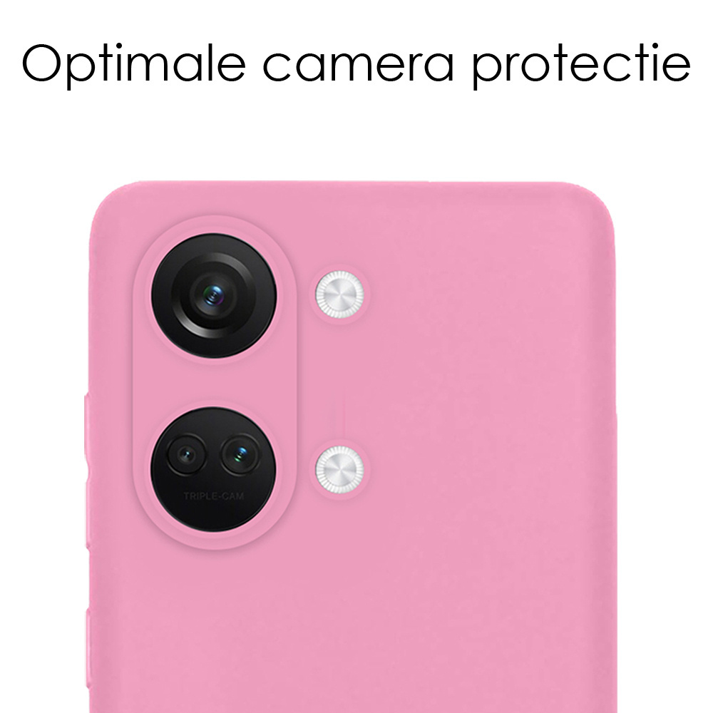 NoXx Hoes Geschikt voor OnePlus Nord 3 Hoesje Cover Siliconen Back Case Hoes Met Screenprotector - Lichtroze