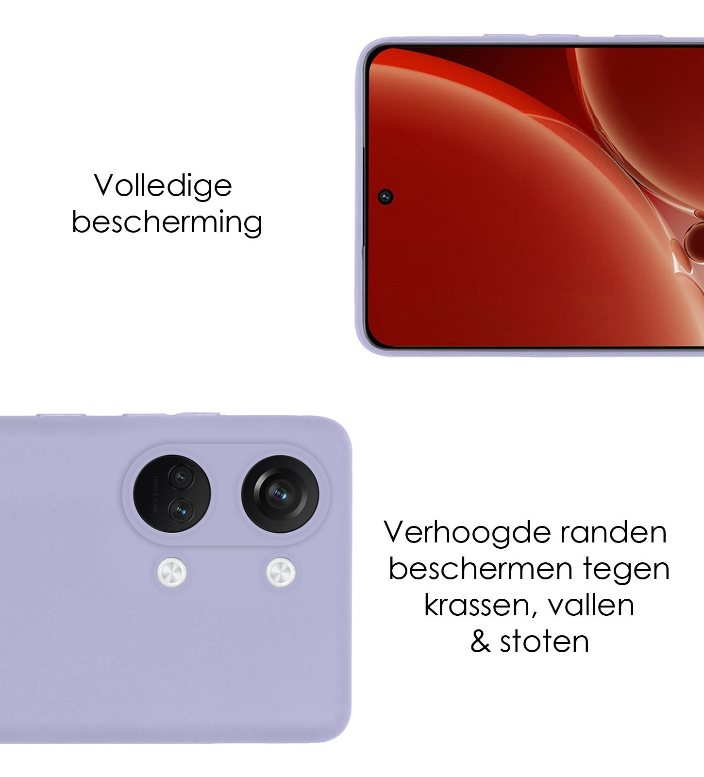 NoXx Hoes Geschikt voor OnePlus Nord 3 Hoesje Cover Siliconen Back Case Hoes Met Screenprotector - Lila