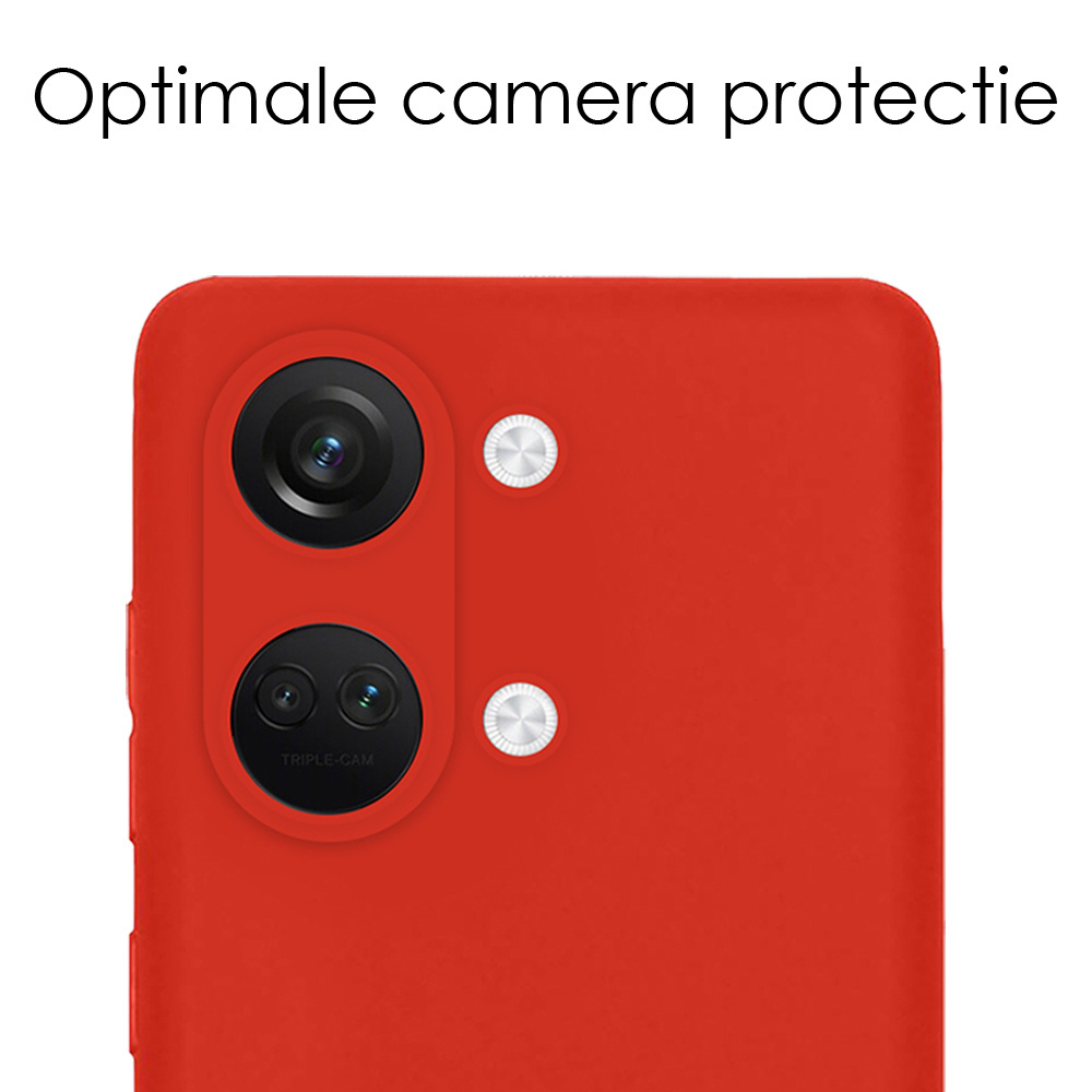 NoXx Hoes Geschikt voor OnePlus Nord 3 Hoesje Cover Siliconen Back Case Hoes Met Screenprotector - Rood
