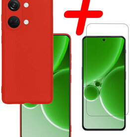 BASEY. BASEY. OnePlus Nord 3 Hoesje Siliconen Met Screenprotector - Rood