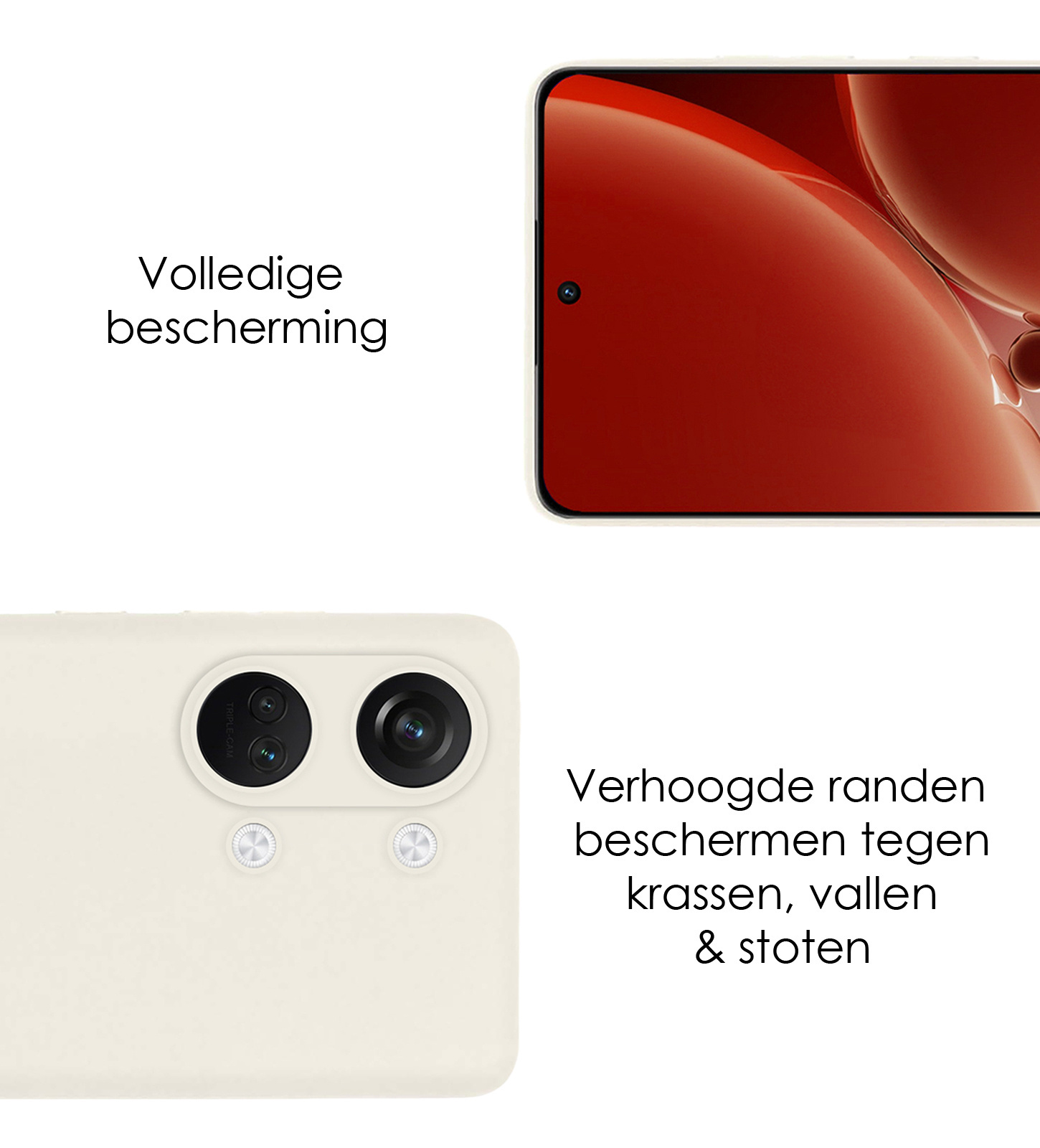 NoXx Hoes Geschikt voor OnePlus Nord 3 Hoesje Cover Siliconen Back Case Hoes Met Screenprotector - Wit