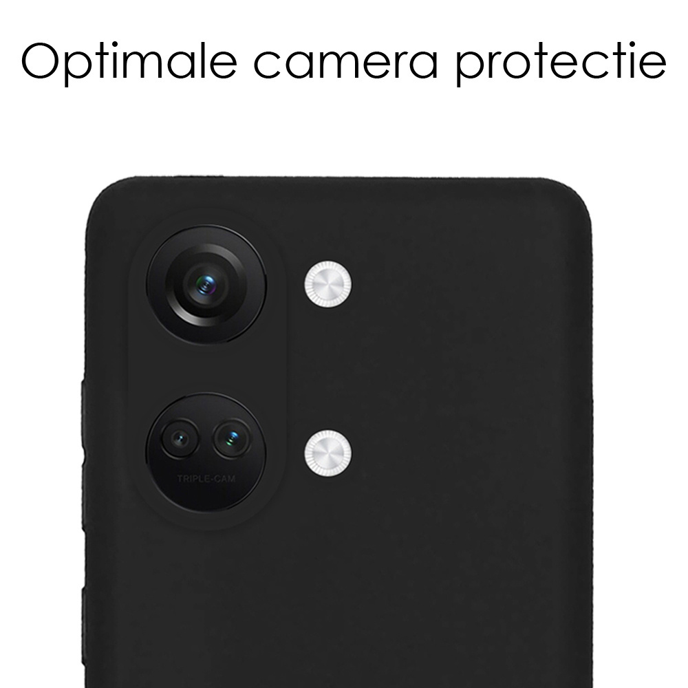 NoXx Hoes Geschikt voor OnePlus Nord 3 Hoesje Cover Siliconen Back Case Hoes Met Screenprotector - Zwart