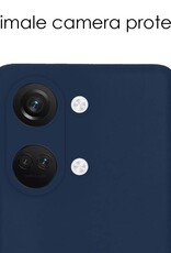 NoXx Hoes Geschikt voor OnePlus Nord 3 Hoesje Cover Siliconen Back Case Hoes Met 2x Screenprotector - Donkerblauw