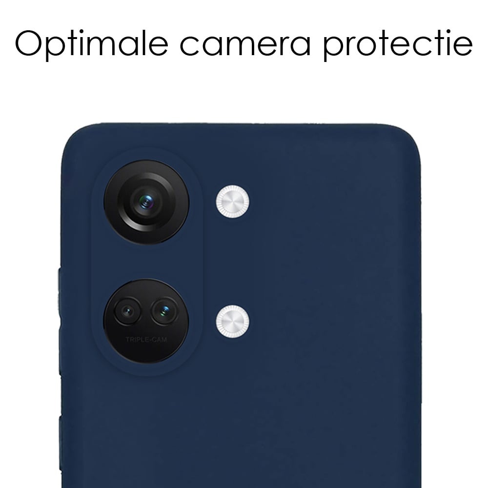 NoXx Hoes Geschikt voor OnePlus Nord 3 Hoesje Cover Siliconen Back Case Hoes Met 2x Screenprotector - Donkerblauw