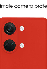 NoXx Hoes Geschikt voor OnePlus Nord 3 Hoesje Cover Siliconen Back Case Hoes Met 2x Screenprotector - Rood