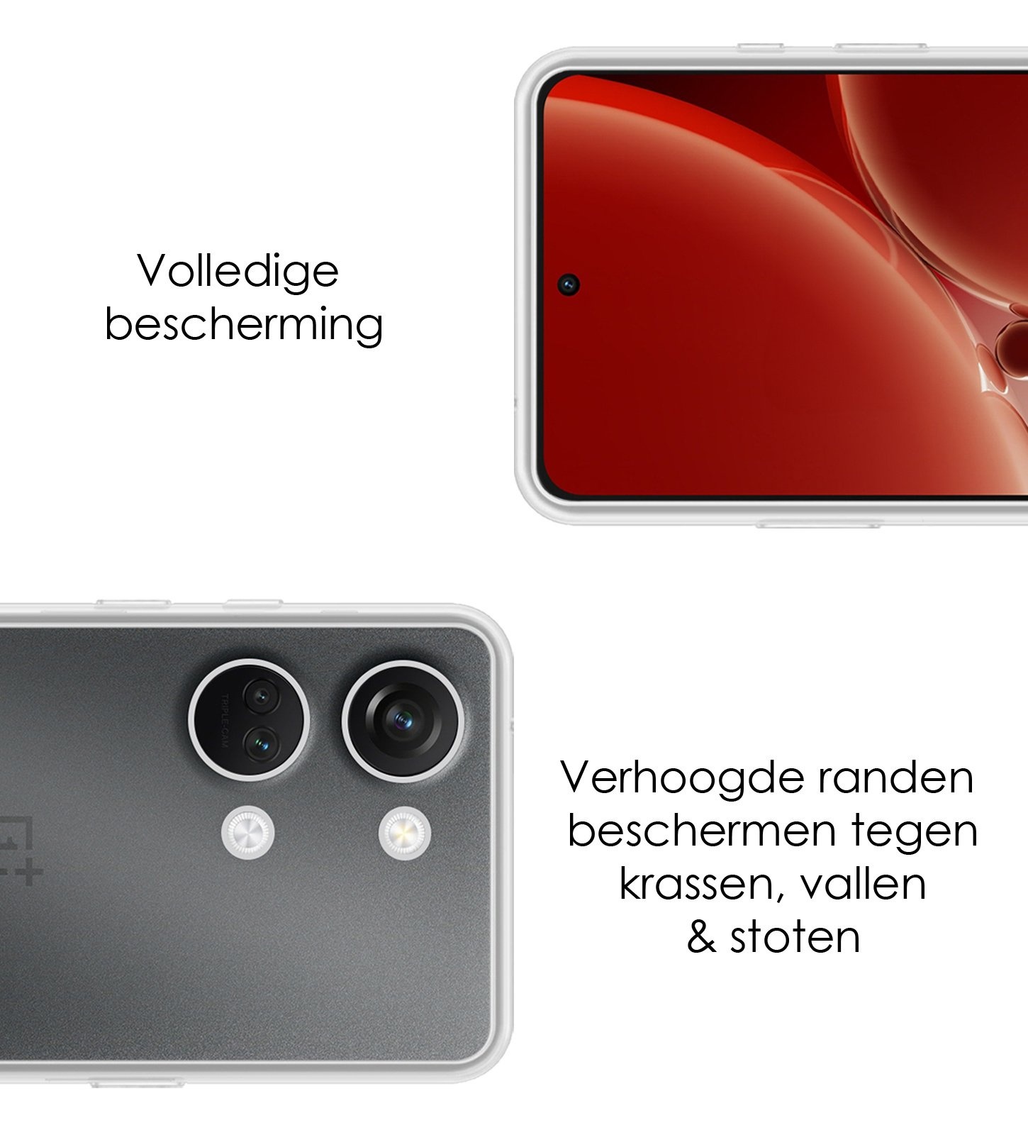 NoXx Hoes Geschikt voor OnePlus Nord 3 Hoesje Cover Siliconen Back Case Hoes Met 2x Screenprotector - Transparant