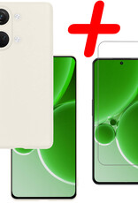BASEY. Hoes Geschikt voor OnePlus Nord 3 Hoesje Siliconen Back Cover Case Met Screenprotector - Hoesje Geschikt voor OnePlus Nord 3 Hoes Cover Hoesje - Wit