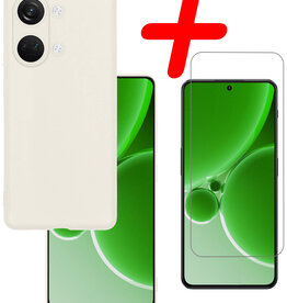BASEY. BASEY. OnePlus Nord 3 Hoesje Siliconen Met Screenprotector - Wit