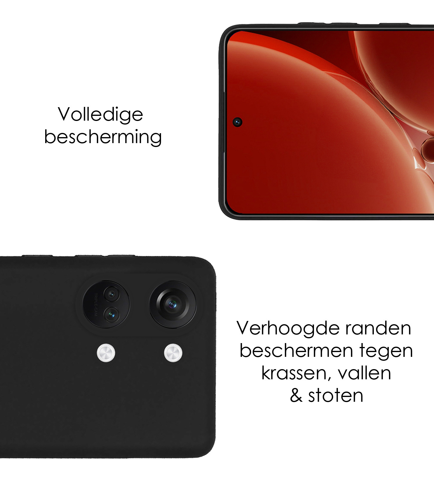 NoXx Hoes Geschikt voor OnePlus Nord 3 Hoesje Cover Siliconen Back Case Hoes Met 2x Screenprotector - Zwart